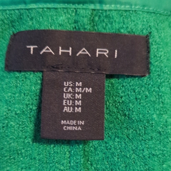Vibrant Green Cardigan Tahari Size M - Picture 2 of 5